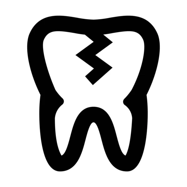 Karieskranke Zahn Ikone Soliden Stil — Stockvektor