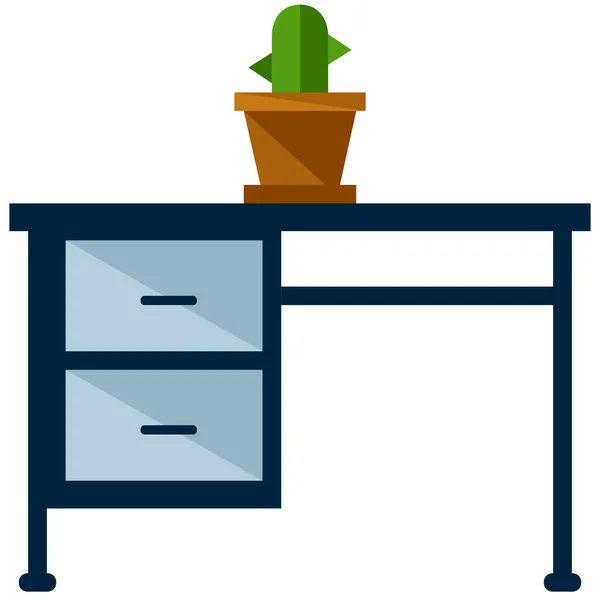 Icône Meubles Bureau Cactus Dans Style Plat — Image vectorielle