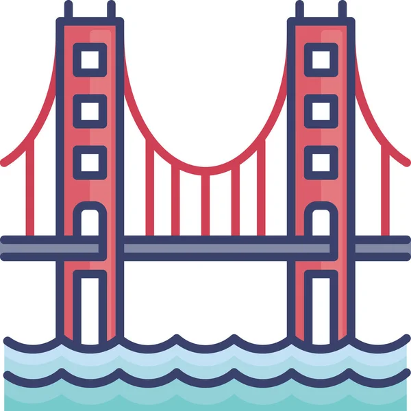 America Bridge Landmark Icon — Stock Vector