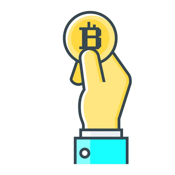 Bitcoin Купити Значок Криптовалюти Заповненому Стилі Контуру — стоковий вектор