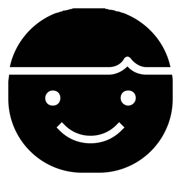 Ícone Sorriso Emoticon Menino Estilo Sólido — Vetor de Stock