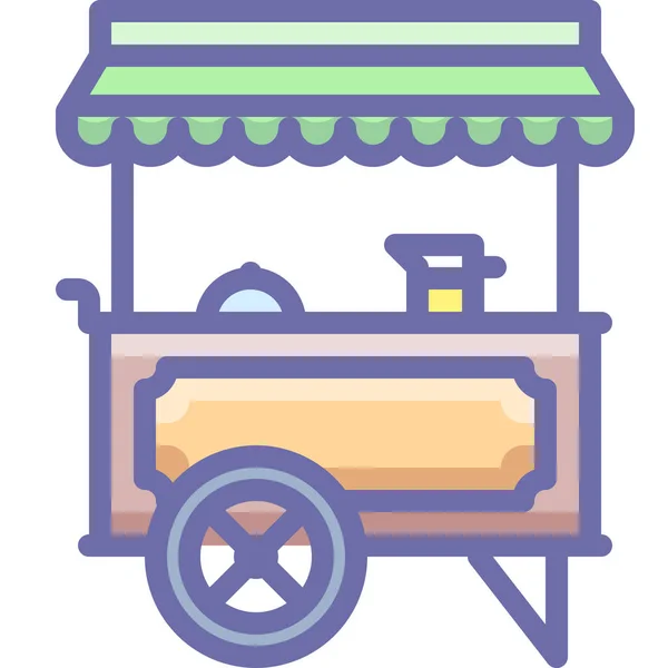 Icono Carro Perro Caliente Comida Estilo Contorno Lleno — Vector de stock