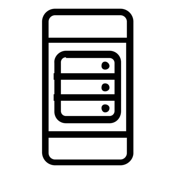 Icono Del Teléfono Inteligente Del Servidor Base Datos Estilo Outline — Vector de stock