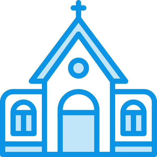 記入されたアウトラインスタイルでカトリック教会のアイコンを構築 — ストックベクタ