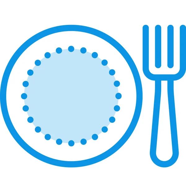 Ikon Restoran Fork Plate Dalam Gaya Outline - Stok Vektor