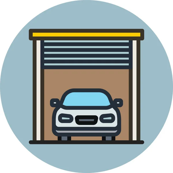 Ikona Transportu Garażu Samochodowego Stylu Wypełnionego Konturu — Wektor stockowy