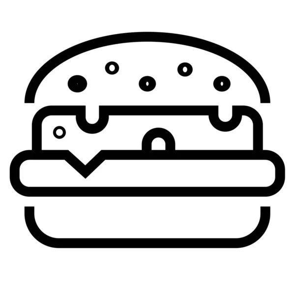 Hamburger Hamburger Icône Cheeseburger Dans Style Outline — Image vectorielle