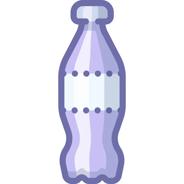 Botella Coque Plástico Icono Estilo Contorno Lleno — Vector de stock