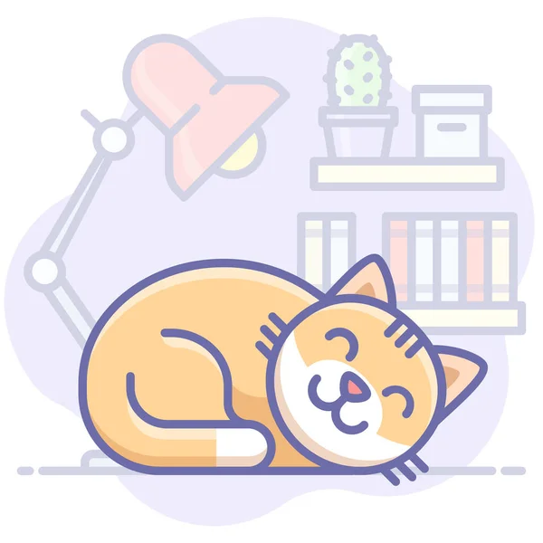 Animal Cat Kitty Icon Filled Outline Style — Stock Vector
