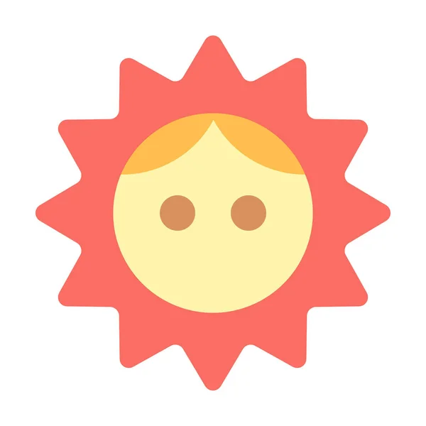 Day Face Sun Icon Flat Style — Stock Vector