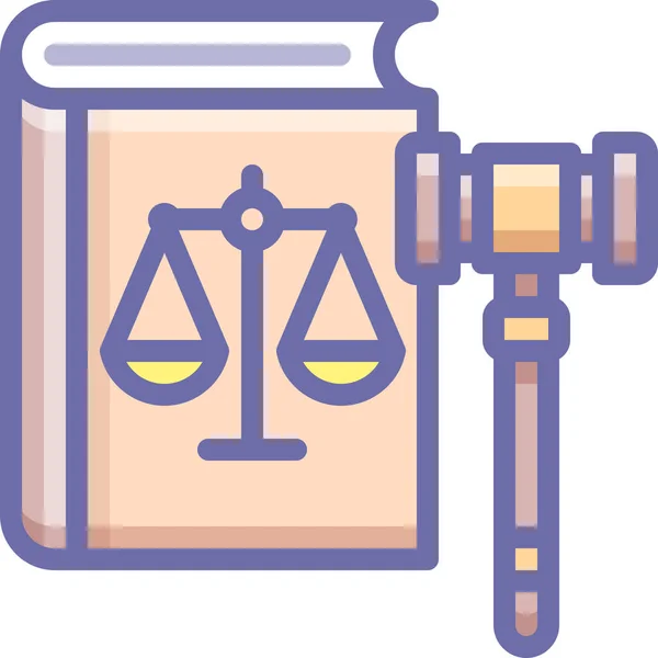 Justicia Tribunal Justicia Martillo Icono Estilo Esquema Lleno — Vector de stock