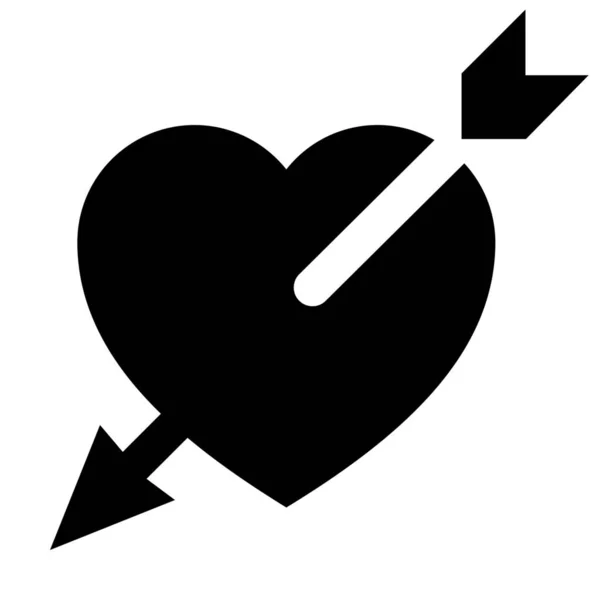 Arrow Love Valentine Icon Solid Style — Διανυσματικό Αρχείο