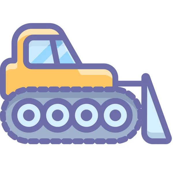 Bulldozer Icono Construcción Oruga Estilo Contorno Lleno — Vector de stock