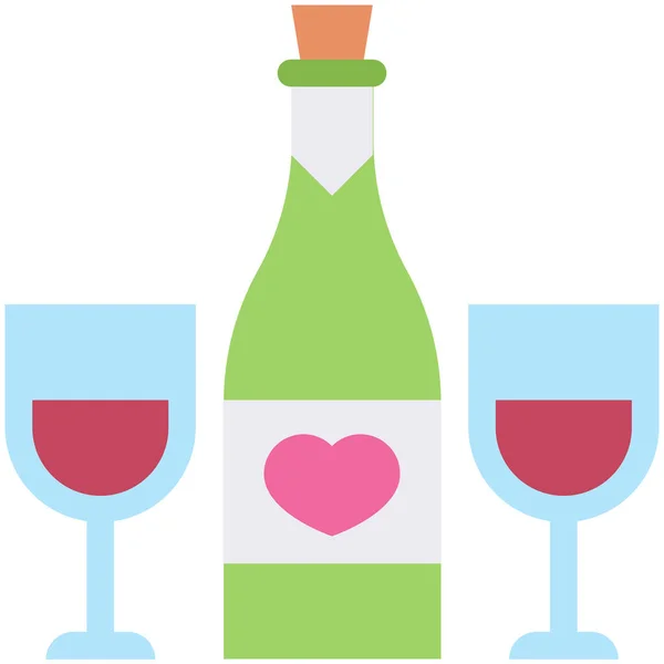 Ícone Garrafa Bebida Alcoólica Categoria Amor Romance — Vetor de Stock