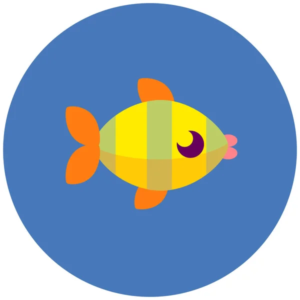 鱼类动物扁平图标的扁平风格 — 图库矢量图片