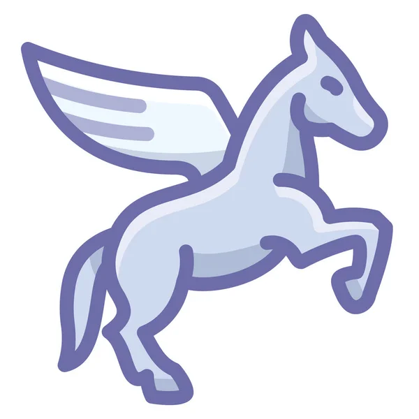 Horse Wing Pegasus Icon Filled Outline Style — Stock Vector