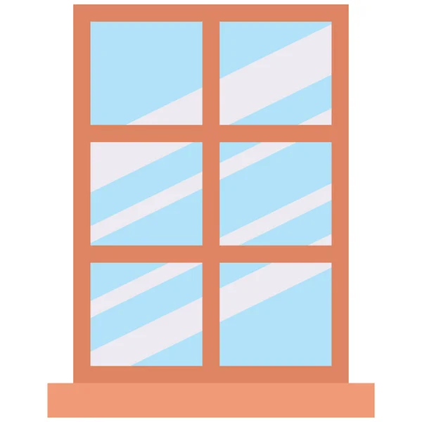 Propiedad Vidrio Interior Icono Estilo Apartamento — Vector de stock