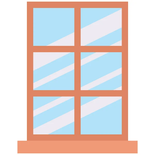 Estate Glass Interior Icon Flat Style — Stock Vector