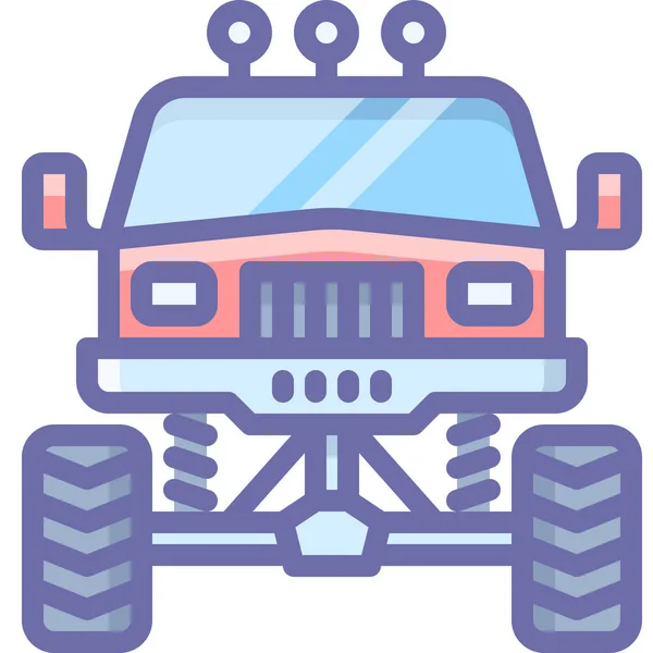 Monstruo Carro Transporte Icono Estilo Contorno Lleno — Vector de stock