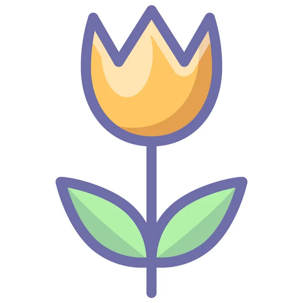 Icône Tulipe Cadeau Fleur Dans Style Contour Rempli — Image vectorielle