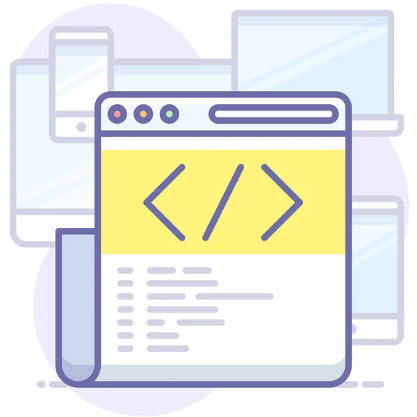 Code Html Website Icon Filled Outline Style — 스톡 벡터