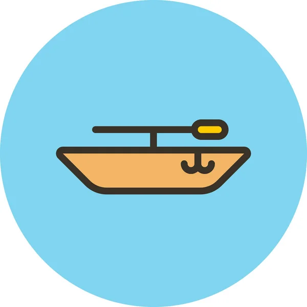 Boat Fishing Water Icon Filled Outline Style — Stock Vector