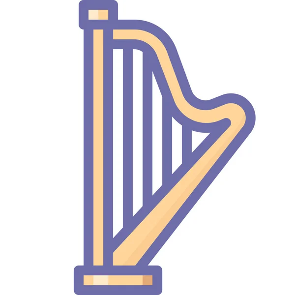 Harp Enstrümanı Müzik Simgesi Doldurulmuş Dış Hat Biçimi — Stok Vektör
