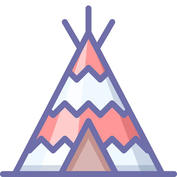 Tienda Campaña Wigwam Icono Estilo Contorno Lleno — Vector de stock