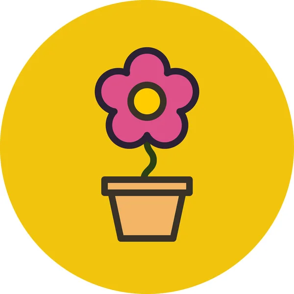 填充轮廓风格的花卉自然壶图标 — 图库矢量图片