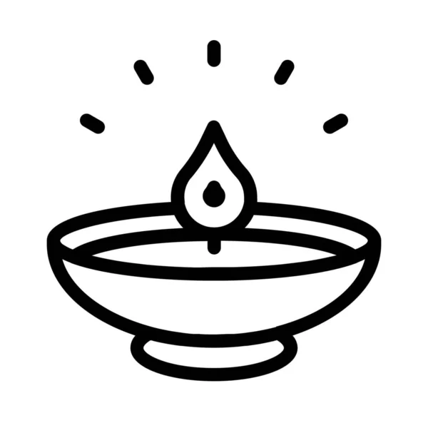 Schale Kerzenlicht Symbol Outline Stil — Stockvektor