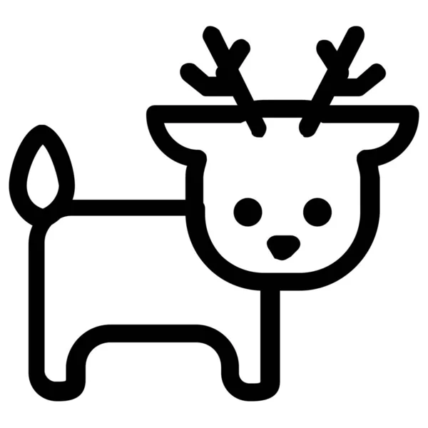Animal Cerf Renne Icône Style Contour — Image vectorielle