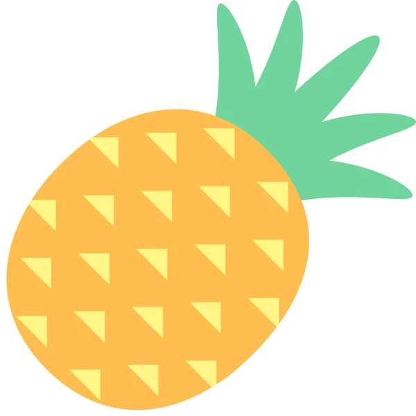 Yiyecek Meyve Ananas Simgesi Düz Stil — Stok Vektör