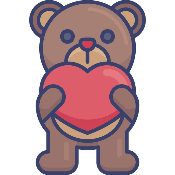 Urso Coração Romance Ícone Amor Romance Categoria — Vetor de Stock