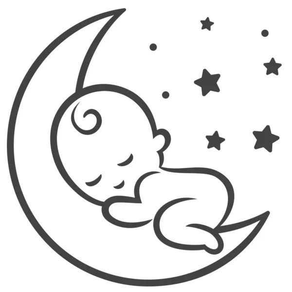 Bambino Sogno Luna Icona — Vettoriale Stock