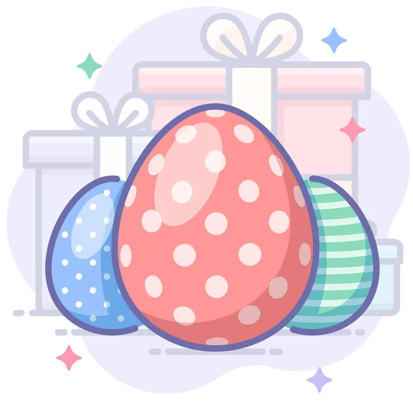 Huevos Pascua Icono Vacaciones Estilo Contorno Lleno — Vector de stock