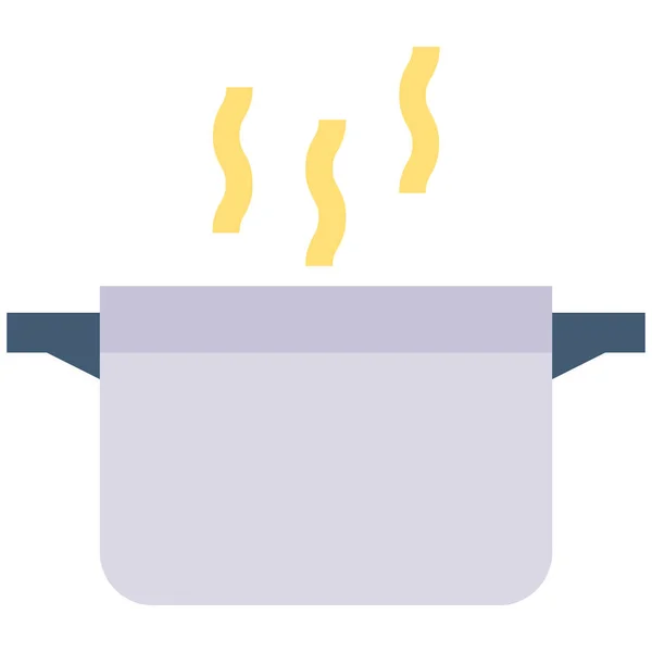 Faire Cuire Icône Pot Nourriture Dans Style Plat — Image vectorielle