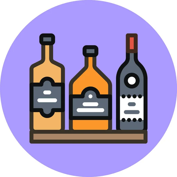 Icono Las Botellas Barra Alchohol Estilo Contorno Lleno — Archivo Imágenes Vectoriales