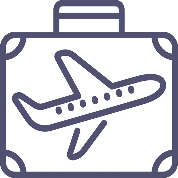 Icono Equipaje Avión Negocios Estilo Esquema — Vector de stock