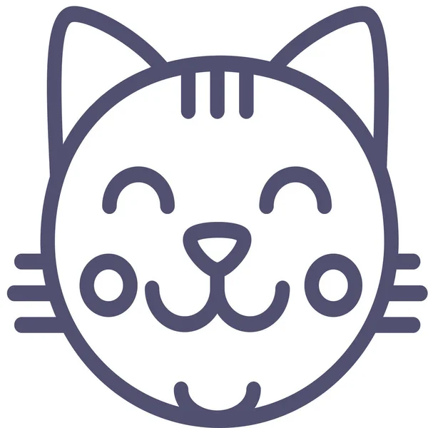 Cat Happy Kitten Icon Outline Style — Stock Vector