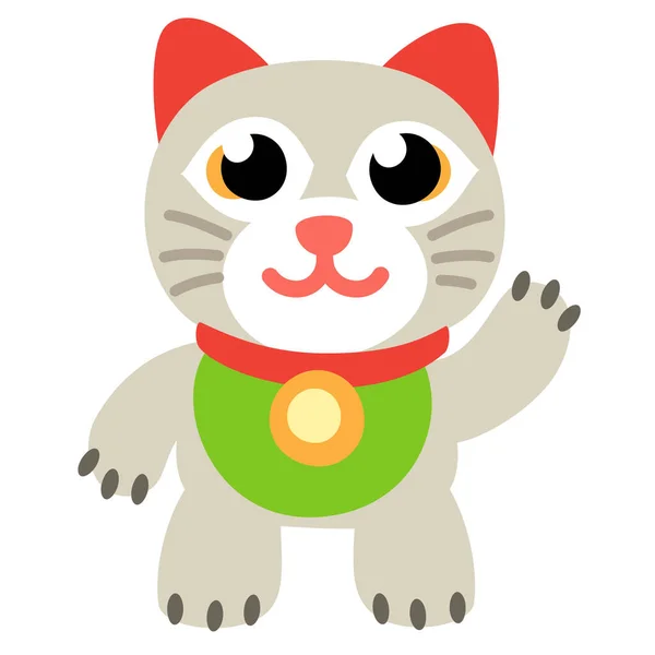 Gato Maneki Neko Ícone Estilo Plano — Vetor de Stock