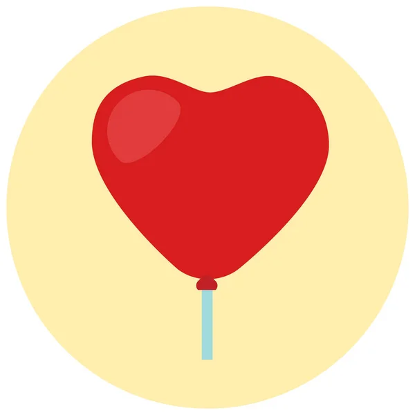 Ballon Coeur Amour Icône Dans Style Plat — Image vectorielle