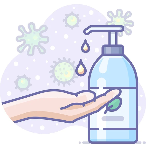 Hands Soap Virus Icon Filled Outline Style — Stock Vector