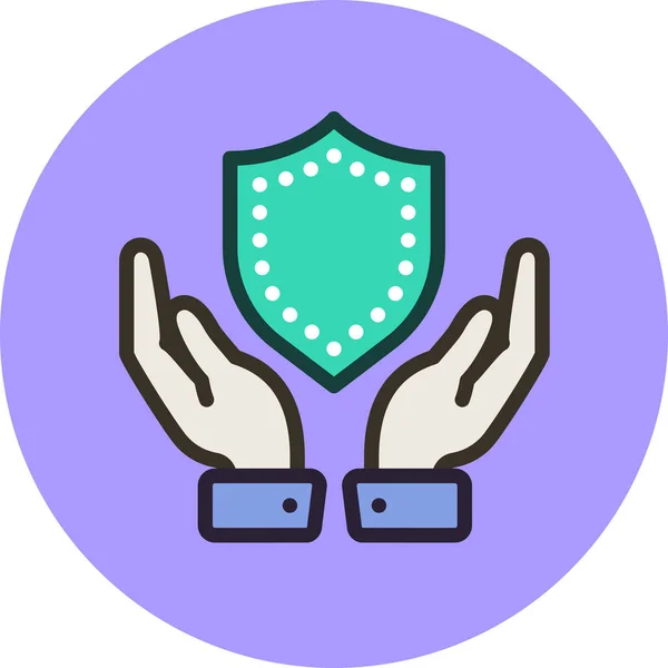 Seguro Protección Icono Seguridad Estilo Contorno Lleno — Vector de stock