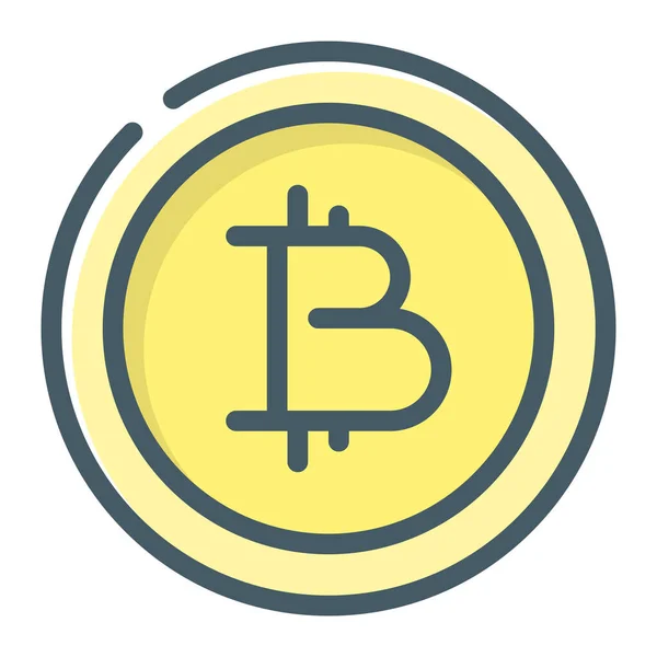 Bitcoin Btc Coin Icône Dans Style Contour Rempli — Image vectorielle
