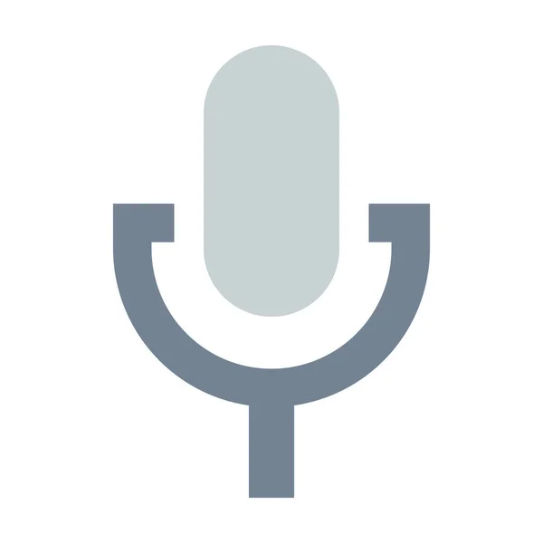 Mic Microphone Flat Icon Flat Style — Stock Vector