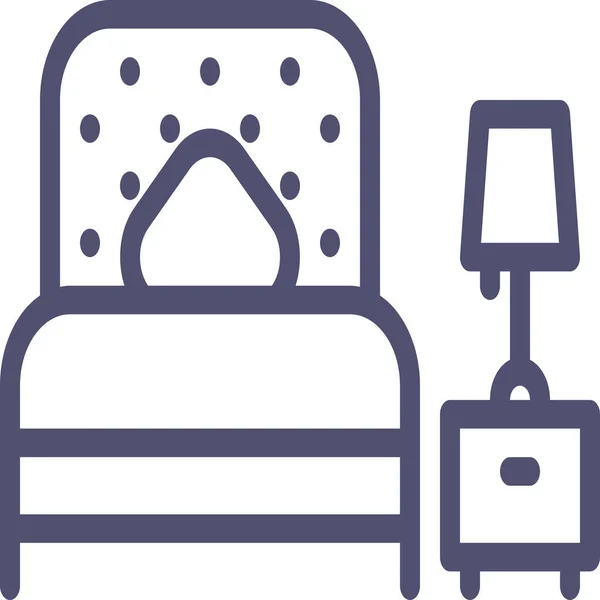 Bed Bedroom Furniture Icon Outline Style — Stock Vector