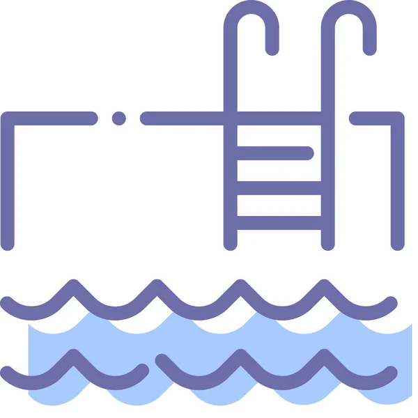 Schwimmbadtreppe Schwimm Symbol Ausgefüllten Outline Stil — Stockvektor