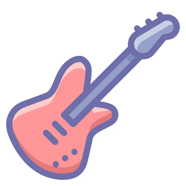 Icône Instrument Guitare Électrique Dans Style Contour Rempli — Image vectorielle