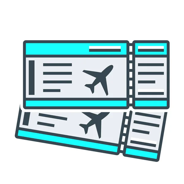 Airplane Tickets Tickets Travel Icon Filled Outline Style — Stock Vector