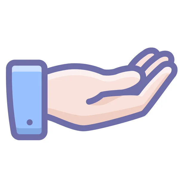 Alms Hand Share Icon Στυλ Γεμισμένο Περίγραμμα — Διανυσματικό Αρχείο